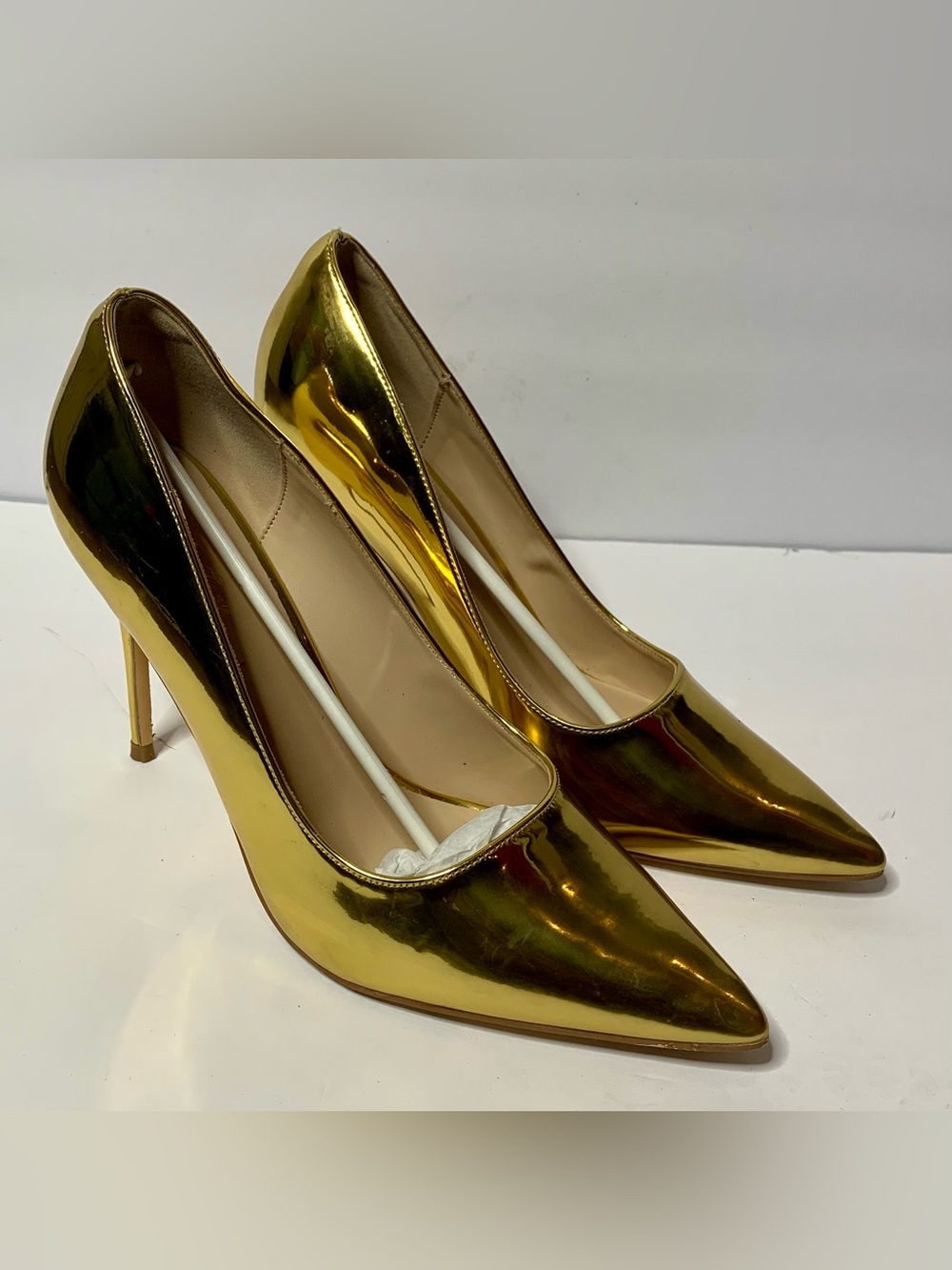 Elisabet Tang Metallic Gold Stiletto Pumps High Heel Shoes